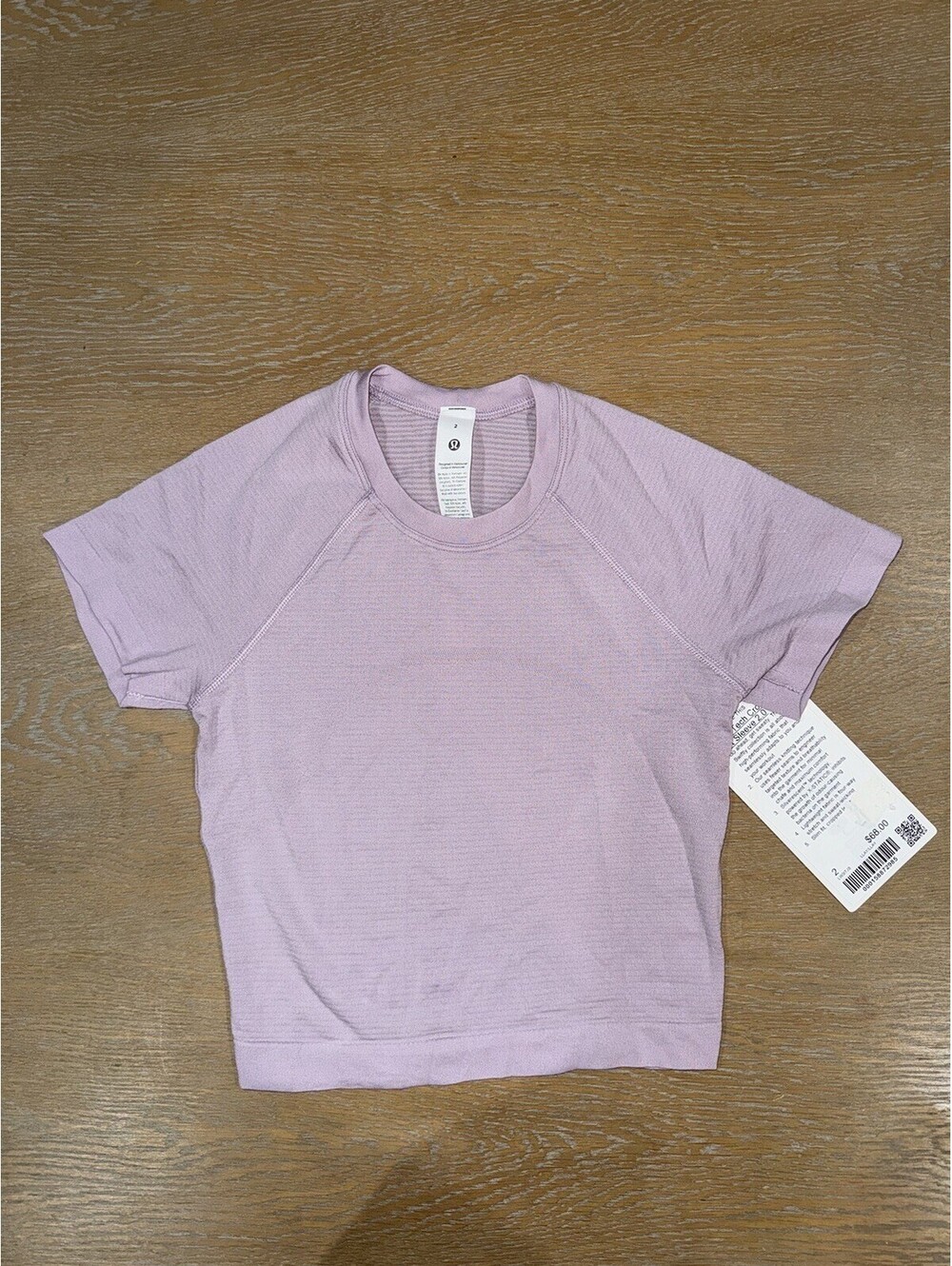 Lululemon Swiftly Tech Cropped Short-Sleeve Shirt 2.0 SIZE 2 Lilac Play Lavender
